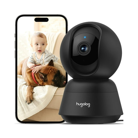 Hugolog 2K 3MP Indoor Pan/Tilt Security Camera with Auto-Focus,Ideal for Baby Monitor/Pet Camera/Home Security,Starlight Color Night Vision,Human/Pet AI,US Cloud,Compatible with Alexa