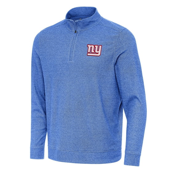 Men's Antigua Heather Royal New York Giants Subtle Quarter-Zip Top