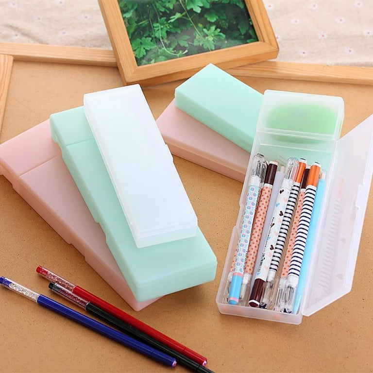 Transparent Exam Pencil Pouch Clear PVC & Mesh Zipper Pencil Pen Stationary  Case For Students