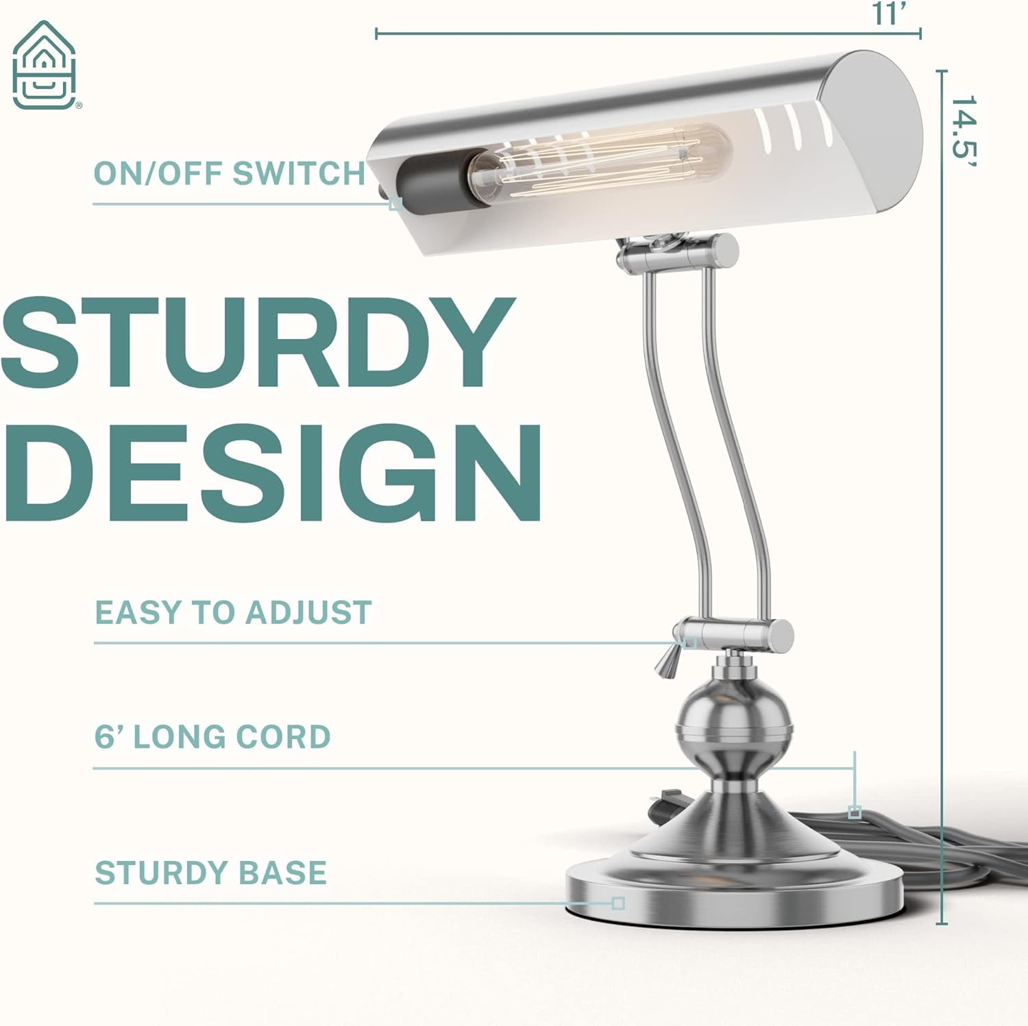 Home Intuition Classic Antique Retro Adjustable Leaning Piano Lamp Banker Desk Light (Satin Nickel)
