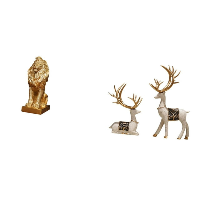 Figura de león,Estante con estatua de león para escritorio,oficina,decoración del hogar,Estatua de ciervo alce,Figuras de alce y ciervo,decoración del hogar,estatuas de resina,Estatua de