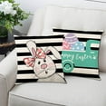 thumbnail image 6 of Easter Pillow Covers 18x18 Set of 4, Easter Pillows Decorative Throw Pillows, Stripe Bunny Truck Eggs Welcome Peeps Hello Easter Pillow Cases Easter Decorations for The Home Couch, 6 of 6
