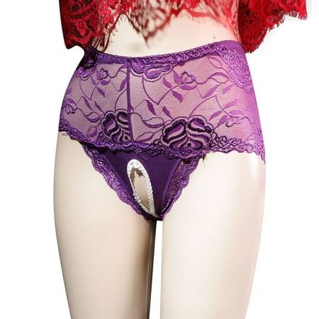 

ZMHEGW Women Floral Lace Panties Low Waist Cloud Lace Open Crotch Panty Underwear Plus Size Panties