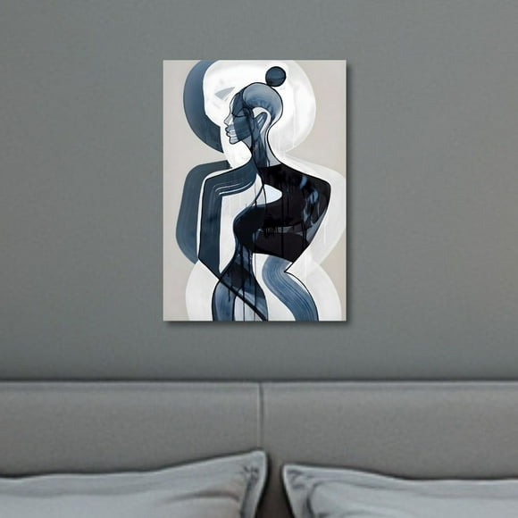 Cuadro Decorativo Abstracto 20x30cm Silueta Azul