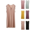 thumbnail image 2 of QINGFSAP Womens Ruffled Shoulder Sleep Dress Scoop Neck Bow Tie Detail Relaxed Nightgown, 2 of 5