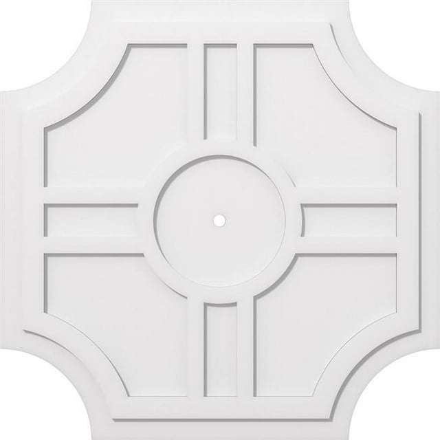 Ekena Millwork CMP36HS-01000 36 in. OD x 1 in. ID Square Haus Architectural Grade PVC Contemporary Ceiling Medallion