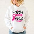 thumbnail image 2 of Nuevas sudaderas con capucha de moda para mujer con estampado de concientización sobre el cáncer de mama, fe sobre el miedo, sudadera unisex de manga larga, camisetas casuales, 2 of 4