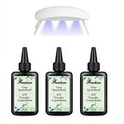 Included Lamp+3PCSX 100ML Crystal Clear Transparent Epoxy Resin UV resin Non-Toxic for DIY Jewelry Earrings Necklace Bracelet Nail Art Accessories, Quick Curing No Need to Mix