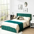 thumbnail image 2 of Costway Full Upholstered Platform Bed Frame Adjustable Headboard Footboard Modern Green, 2 of 10