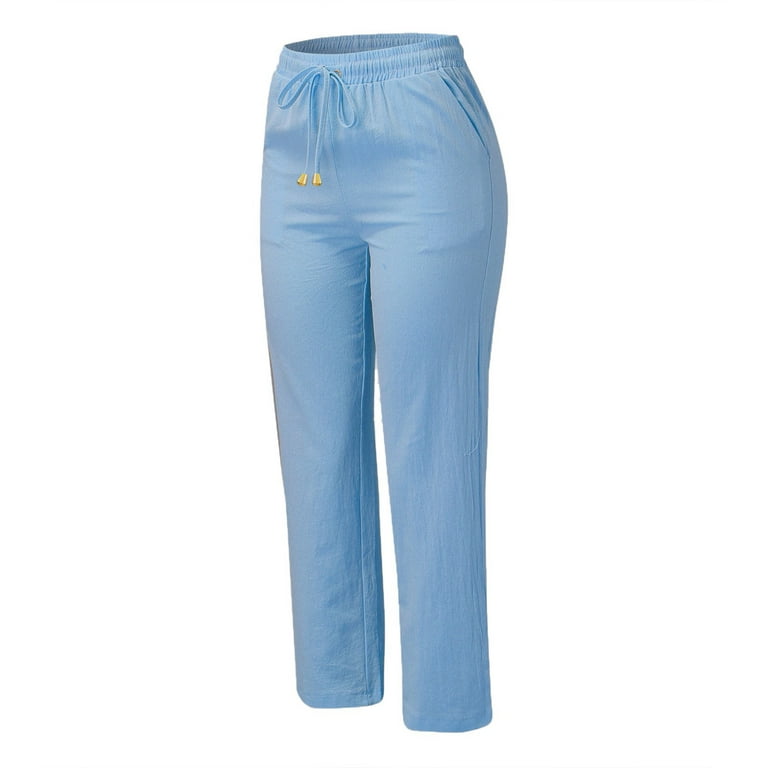 eczipvz Cargo Pants SweatyRocks Women's Basic Leggings Stretchy Slim  Elastic High Waist Work Pants Sky Blue,L 