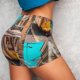 thumbnail image 4 of Balery Modern Urban Monkey Pantalones cortos de entrenamiento estampados para mujer, sin costuras, ajustados, para gimnasio, yoga, correr, deportes, ejercicio activo, fitness.-Medium, 4 of 8