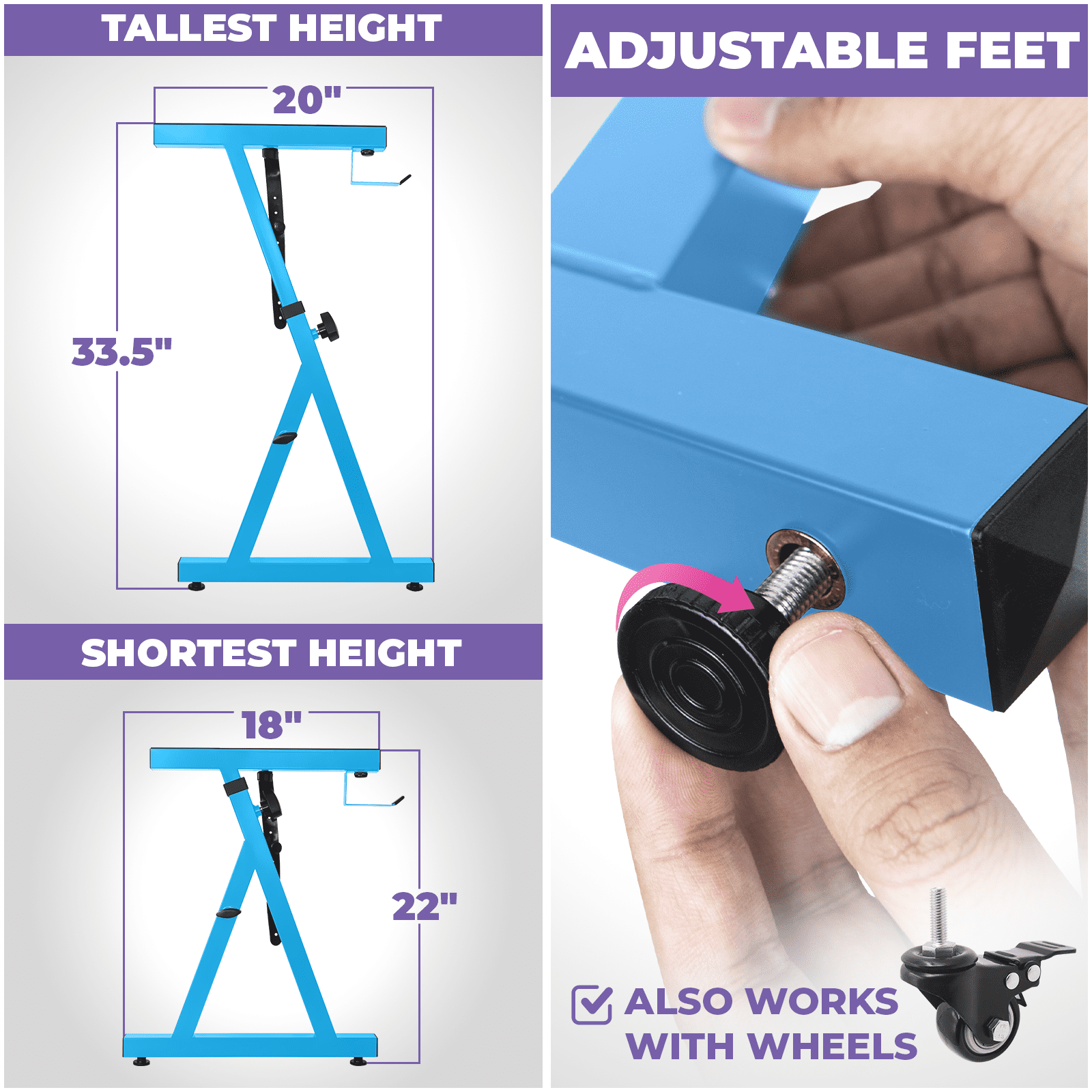 Liquid Stands Piano Keyboard Stand - Z Style Adjustable and Portable Heavy Duty Music Stand for Kids and Adults -Fits 54-88 Key Electric Pianos - Sturdy Musical Keyboard Stand (Light Blue)