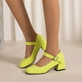 thumbnail image 5 of KELINFONG Women's Dress Mary Jane Shoes Low Block Heels Closed Round Toe Office Work Wedding Pumps, 5 of 7