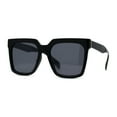 thumbnail image 3 of Squared Horn Rim Hipster Chic Plastic Boyfriend Rectangle Sunglasses All Black, 3 of 4