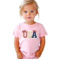 thumbnail image 2 of Ink-Printed USA Coquette Bow Shirt for Women Girls July 4th Family Matching Tee Lace Letters Pink Shirt 2T, 2 of 9