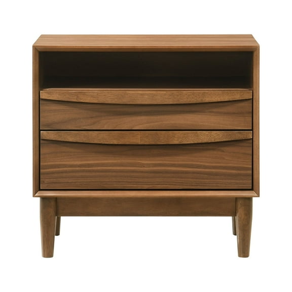 Artemio 2 Drawer Wood Nightstand with Shelf in Walnut Finish
