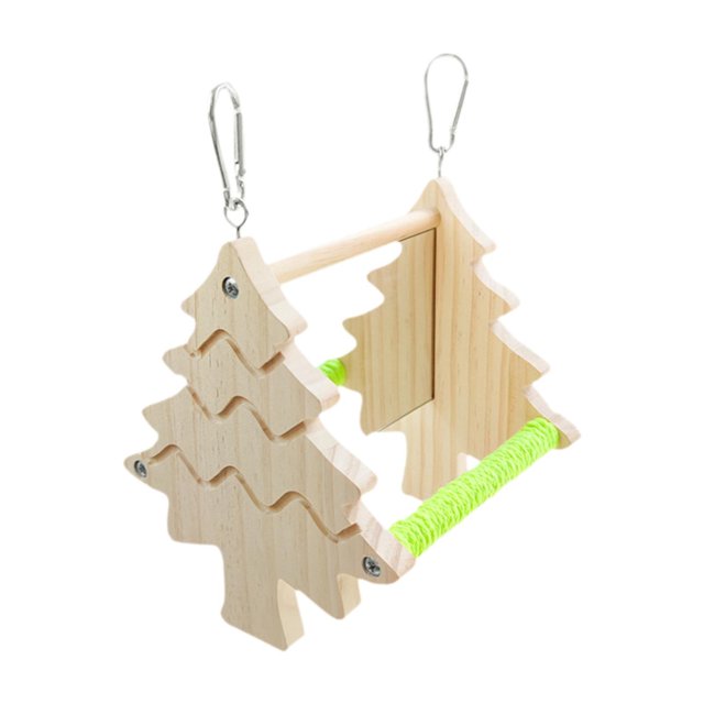 Parrot Mirror de doble lado -Centro de actividades colgantes Centro de accesorios de loro interactivo para gangadoras pequeñas aves pequeñas