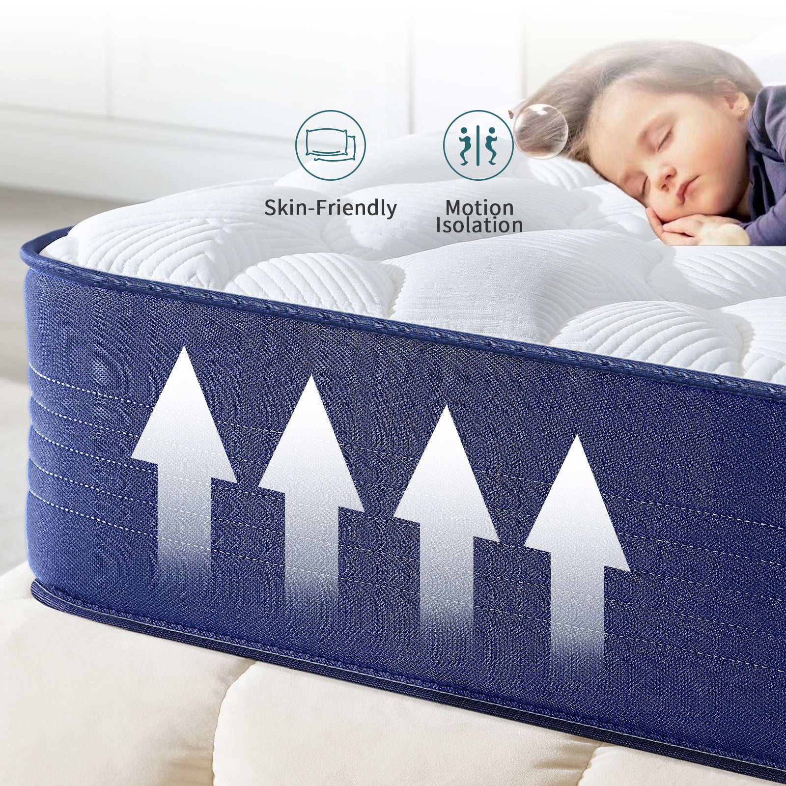 BMMB 12" Full Individual Coils Spring King High Density Gel Memory Foam Mattress Anti-Fire