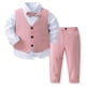 thumbnail image 1 of Conjunto de camisa de manga larga con cuello vuelto para niños, color liso, para banquetes y fiestas, con cuello vuelto y pantalones de traje, conjunto de tres piezas para niños, poliéster., 1 of 8