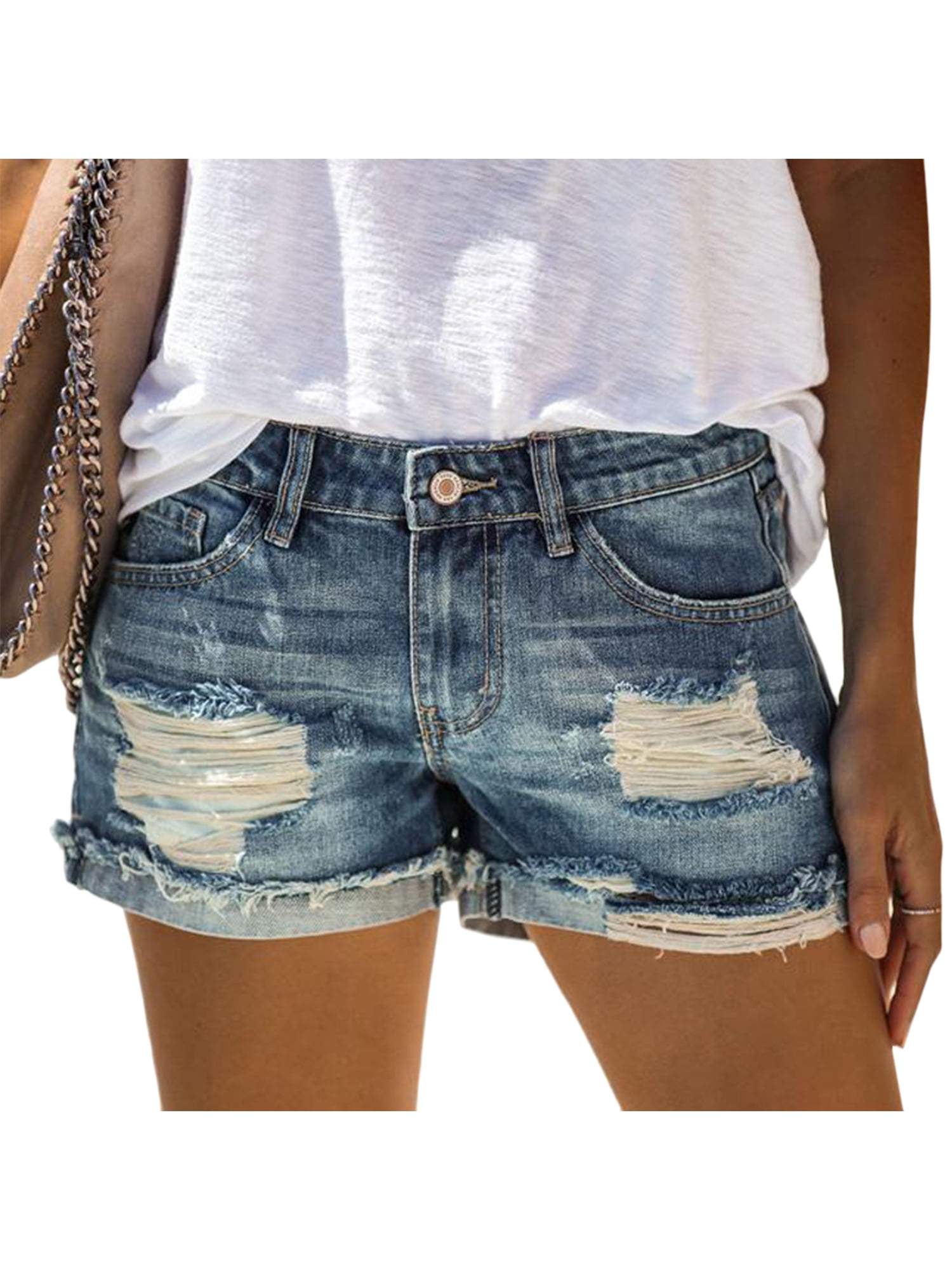womens high waisted ripped denim shorts