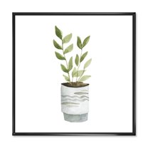 Designart 'Indoor Green Home House Plants in Pots II' Traditional Framed Canvas Wall Art Print