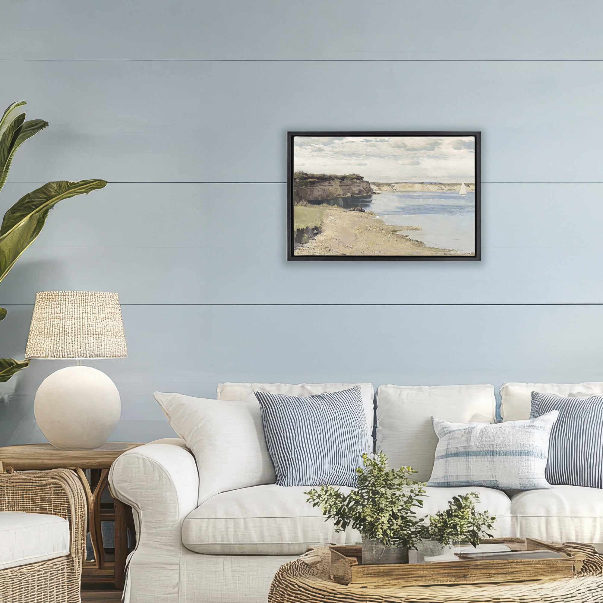 Stupell Industries Set Sail Peaceful Cove Black Framed Floater Canvas Wall Art, design by Christy McKee