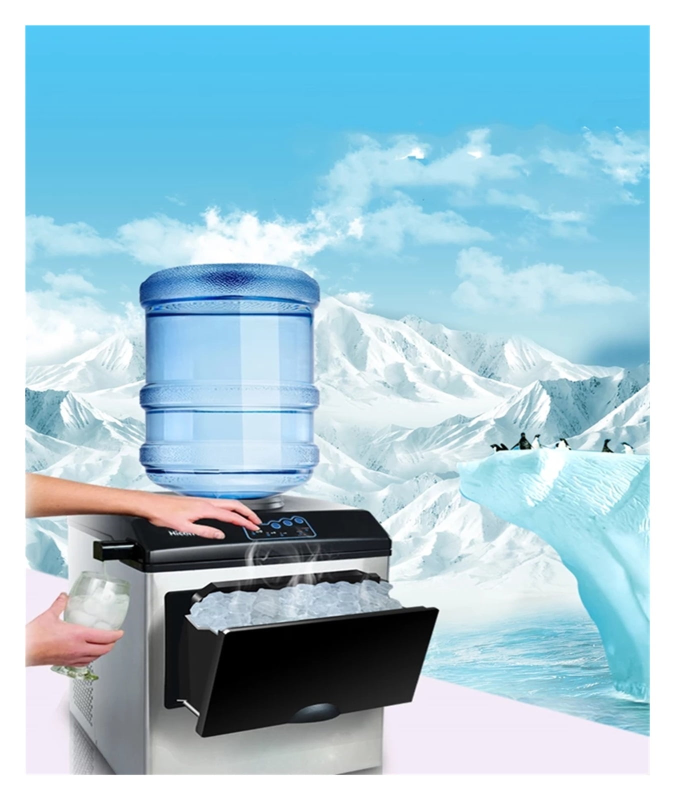 Ice Cube Making Machine Electric Bullet Ice Maker Machine Desktop Barreled Water Inflow