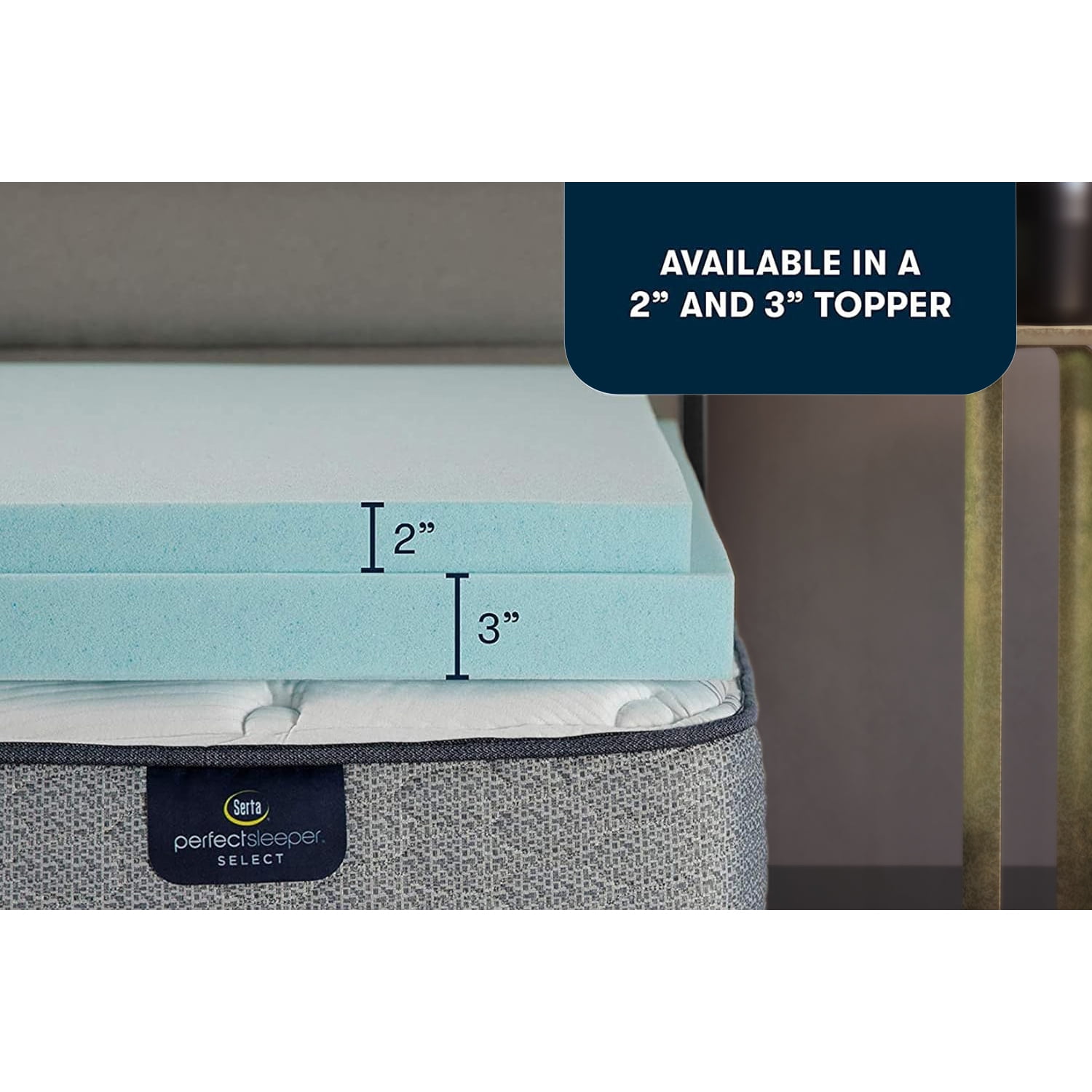 Sertapedic Thermagel 3" Cooling Memory Foam Mattress Topper, Twin