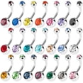 thumbnail image 1 of Woeilo 15 Pieces Women Belly Bars Navel Buttons Rings Colored Rhinestone Inlay Body Piercing Barbells Random Color, 1 of 5