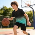 thumbnail image 2 of Adarl Boys Athletic Shorts Set 2 Piece Quick Dry Short Sleeve T-Shirt and Mesh Shorts Soccer Set for Running, Basketball, Football, Tennis, 2 of 7
