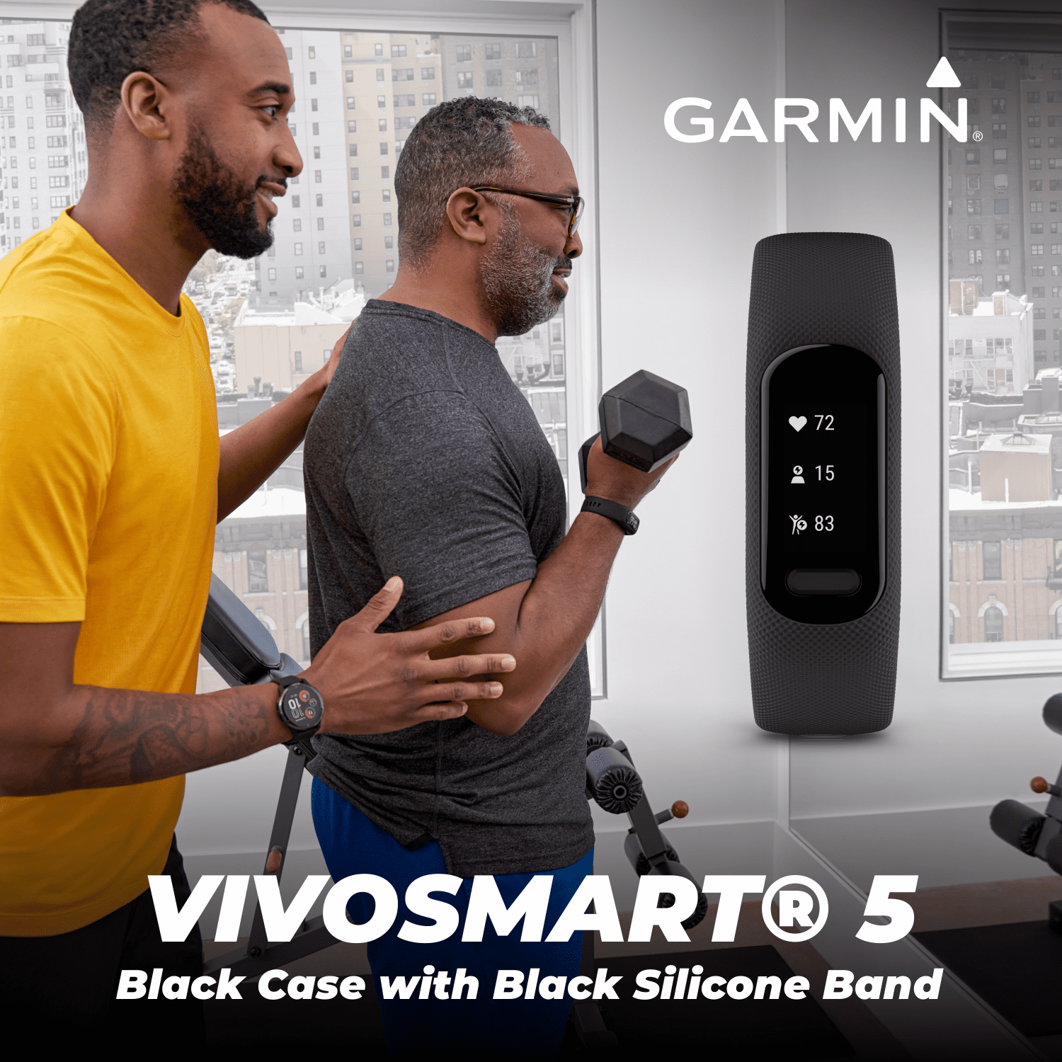 Garmin Vivosmart 5 Smart Fitness Tracker, Black Case with Black