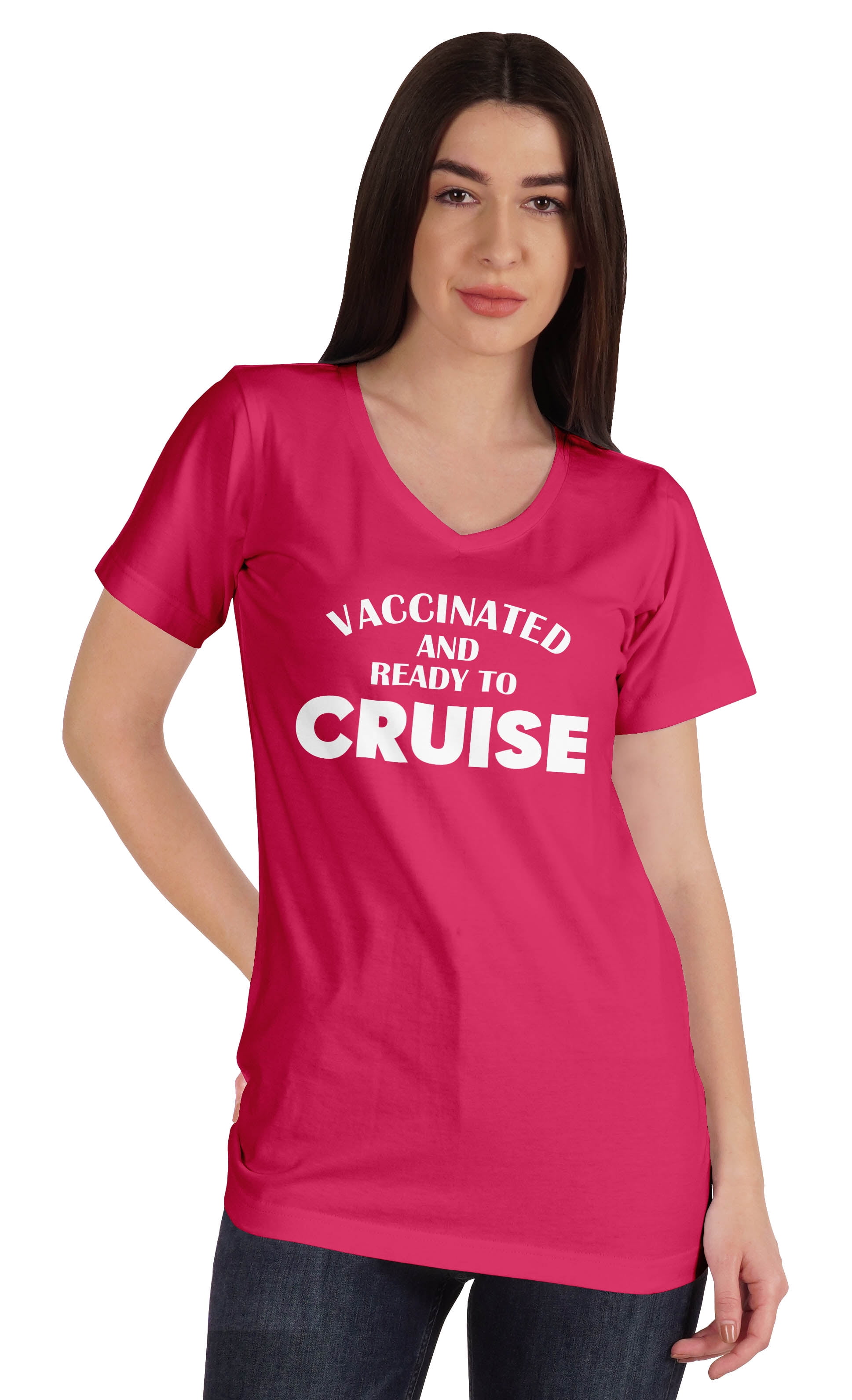 Inkmeso Vaccinated And Ready To Cruise Funny Pro-Vaccine V-Neck T-shirt For  Womens - Walmart.com