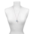 thumbnail image 3 of Delight Jewelry Silvertone Blue Crystal Horseshoe Be Strong and Courageous Engraved Cross Zoey Necklace, 28", 3 of 4