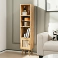 thumbnail image 2 of Costway Rattan Storage Cabinet Freestanding Slim Organizer Wood Display Rack Living Room, 2 of 10