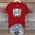 thumbnail image 1 of Haivin Women's Dressy Casual Short Sleeve Blouse T Shirt 2026 Summer Easter Printed Shirts Fashion Round Neck Loose Tops, 1 of 6
