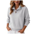 thumbnail image 5 of vigerkar Sweaters Women Polo Collared Knit Long Sleeve Pullover | Soft Lightweight Cozy Feel, Winter Dressy (Grey, XL), 5 of 7