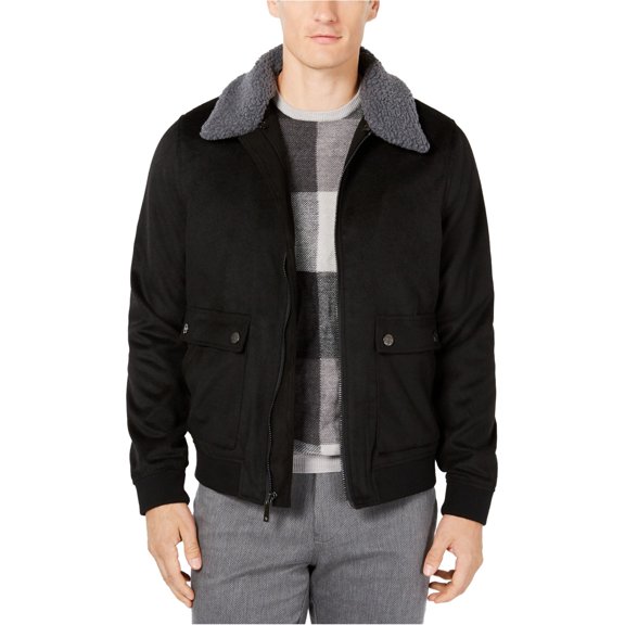 Ryan Seacrest Mens Bomber Aviator Jacket, Black, Large
