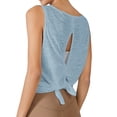 thumbnail image 2 of Workout Tank Tops Open Back Yoga Exercise Shirts Tie Back Athletic Clothes for Women Women's Casual Sleeveless Round Neck Tee Soft Breathable Athletic Wear for Sports and Daily Wear, Light Blue L, 2 of 5