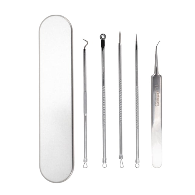 Juego de herramientas para extraer granos con pinza inclinada única de Bargains 6.88"x1.37" tono plateado 1 juego