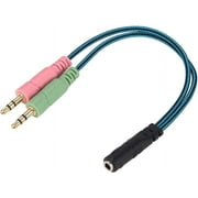 Headset Splitter Cable, 3.5mm Female to Headphone Mic and Audio, Y Splitter Adapter Cable for Laptop Computer