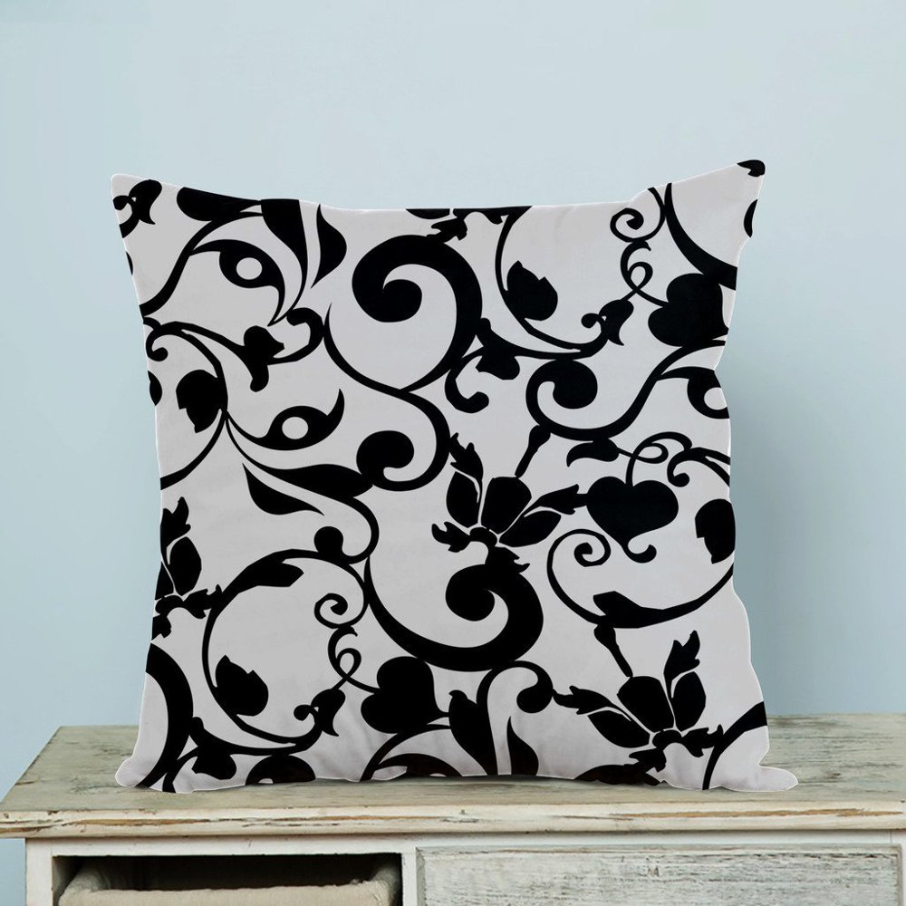 GCKG Black and White Damask Classic Vintage French Floral Swirls Pillow Case Pillow Cover Pillow