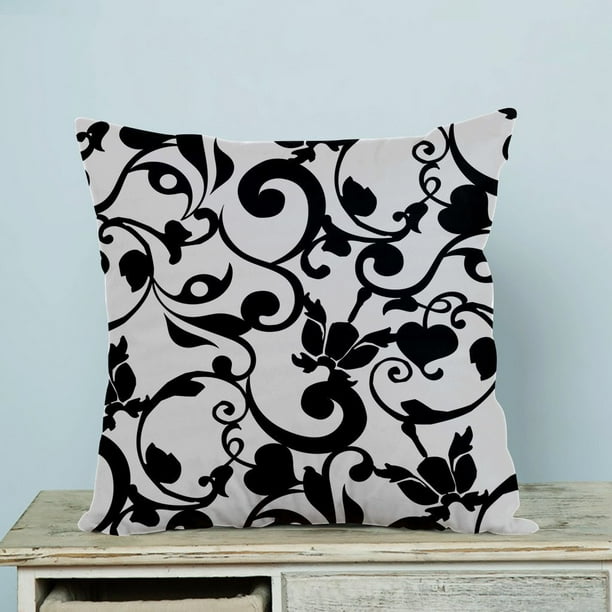 GCKG Black and White Damask Classic Vintage French Floral Swirls Pillow