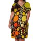thumbnail image 2 of Vestido holgado de verano para mujer traje moderno con bolsillos círculos de mediados de siglo marrón verde y naranja años 1980, 2 of 6