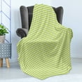 thumbnail image 4 of Houndstooth Soft Flannel Fleece Throw Blanket, Abstract Textile Pattern Scottish Four-Pointed Checks Motif, Cozy Plush for Indoor and Outdoor Use, 50" x 60", Lime Green White, by Ambesonne, 4 of 5