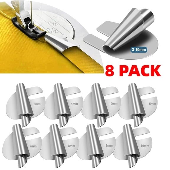 Wide Rolled Hem Presser Foot Sewing Machine Presser Feet 8 Pack，3/4/5/6/7/8/9/10mm