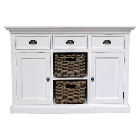 - Infinita Corporation Halifax 3 Drawer Buffet Dresser with 2 Rattan Baskets