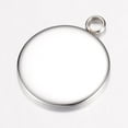 thumbnail image 2 of 304 Stainless Steel Pendant Cabochon Settings Flat Round Stainless Steel Color Tray: 20mm 26.5x22x2mm Hole: 3.5mm, 2 of 3