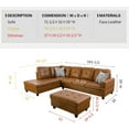 thumbnail image 3 of Ponliving Furniture Faux Leather 3 Piece Sectional Sofa Couch Set, L-Shaped Modern Sofa with Chaise Storage Ottoman and Pillows for Living Room Furniture, 3 of 6