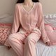 thumbnail image 3 of Conjunto de ropa de dormir de algodón para mujer, pijama de manga larga y pantalones, cárdigan, estilo informal, se puede usar al aire libre, Primavera, 3 of 5