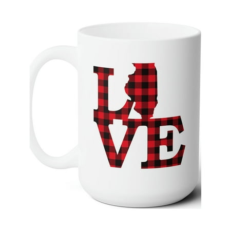 

Illinois LOVE Plaid Ceramic Mug 15oz Fall/Winter Coffee Mug